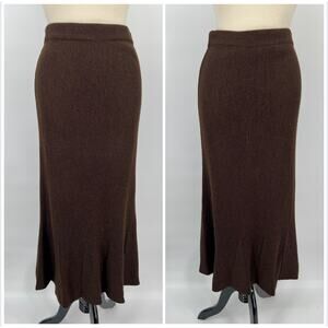Beyond Threads Godet Long Skirt Alpaca Wool Womens Large Long Brown Sweater Knit